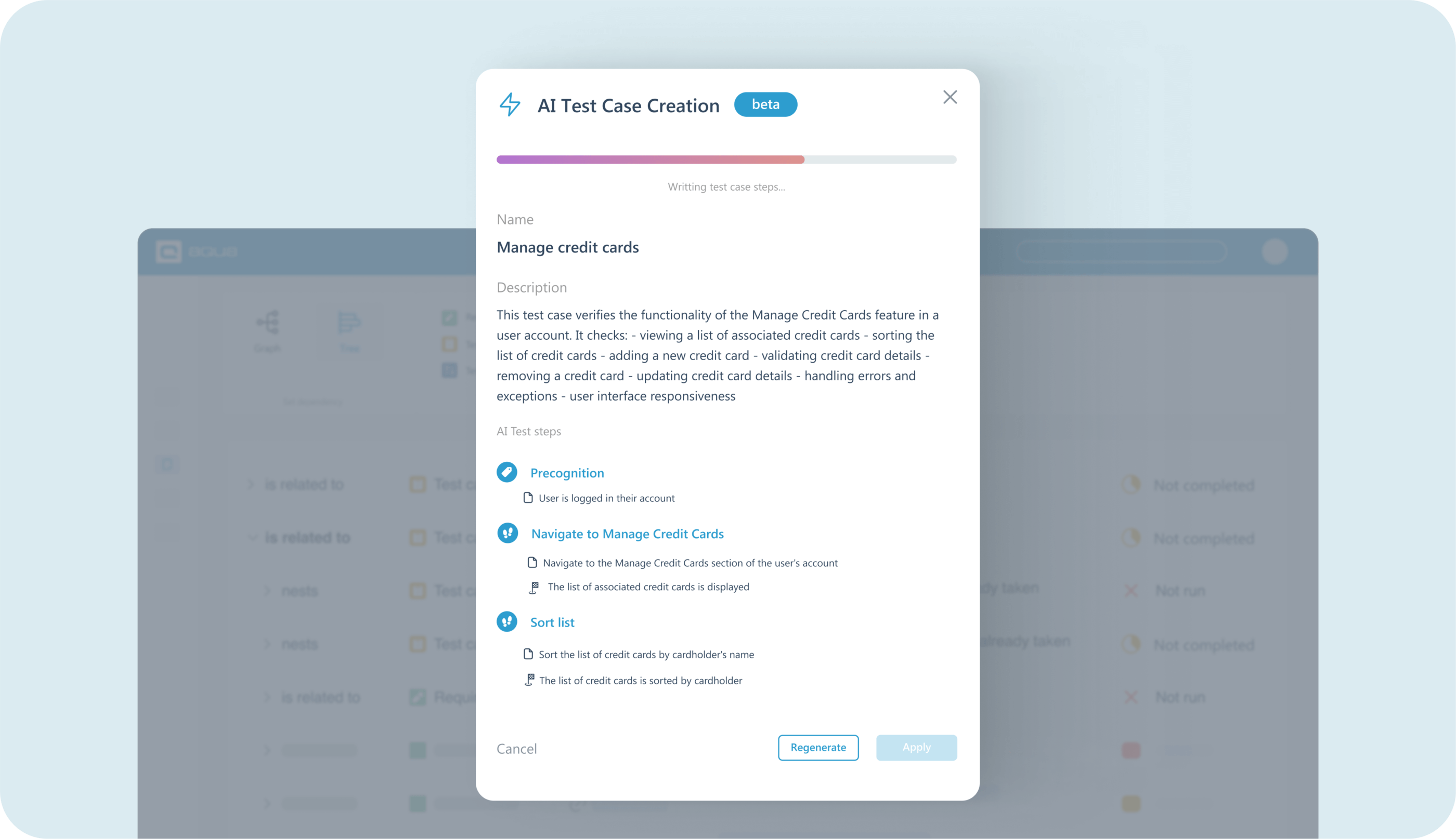 Create entire test case from a requirement